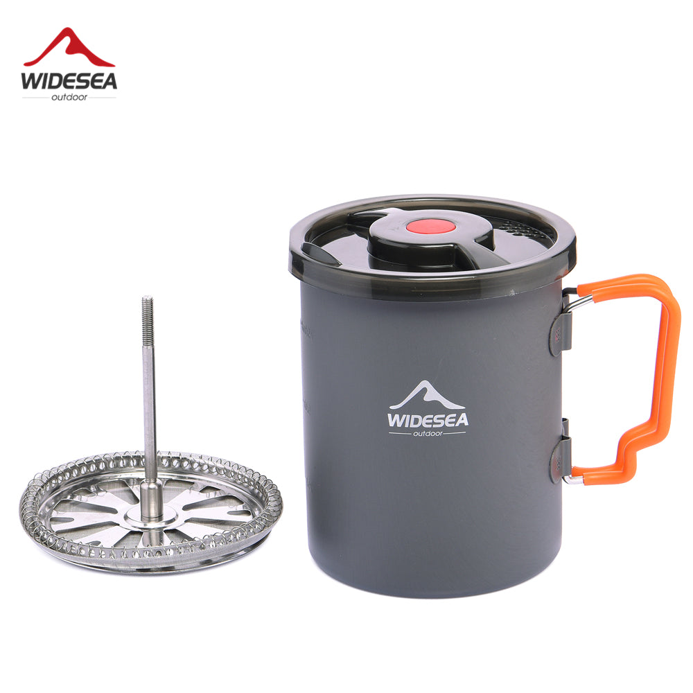 Widesea Camping Coffee Pot with French Press Outdoor Cup Mug Cookware for Hiking Trekking