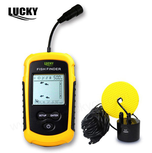 LUCKY Handheld Fish Finder Portable Fishing Kayak Fishfinder Fish Depth Finder Fishing Gear with Sonar Transducer and DisplayPor