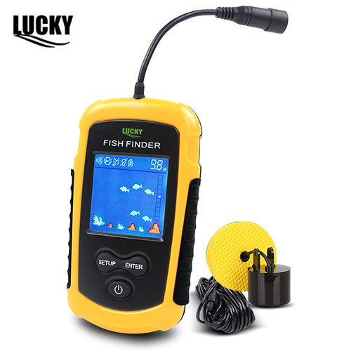 LUCKY Handheld Fish Finder Portable Fishing Kayak Fishfinder Fish Depth Finder Fishing Gear with Sonar Transducer and DisplayPor