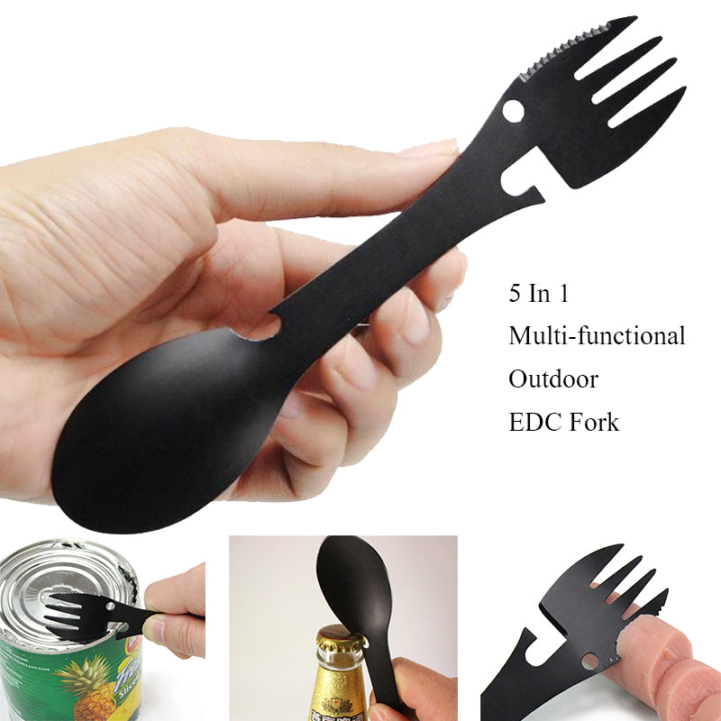 The 5-in-1 Stainless Steel Fork/Spoon/Knife/Bottle Opener/Can Opener Multitool