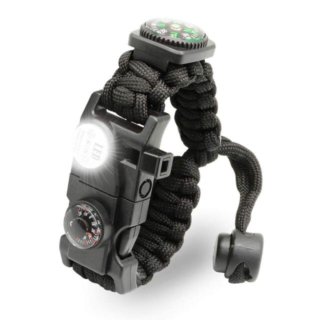 The Essential Survival Bracelet with Waterproof Compass, LED Flashlight, & Whistle