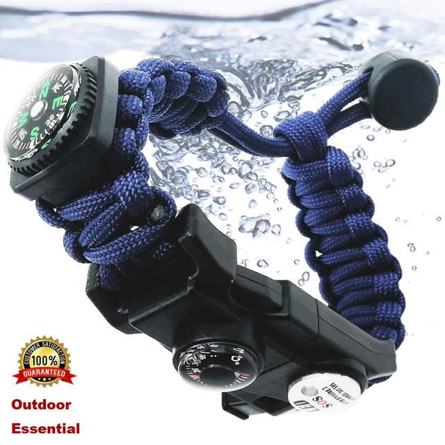 The Essential Survival Bracelet with Waterproof Compass, LED Flashlight, & Whistle