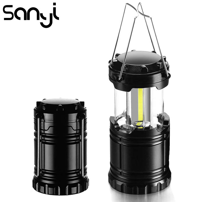 SANYI COB LED Mini Portable Lighting Lantern Camping Lamp Torch Outdoor Camping Light Waterproof Flashlight Powered By 3*AAA