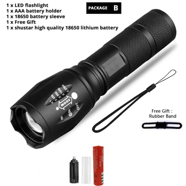 Z45 Led Flashlight Ultra Bright Waterproof MINI Torch T6/L2/V6 zoomable 5 Modes 18650 rechargeable Battery for camping tactical