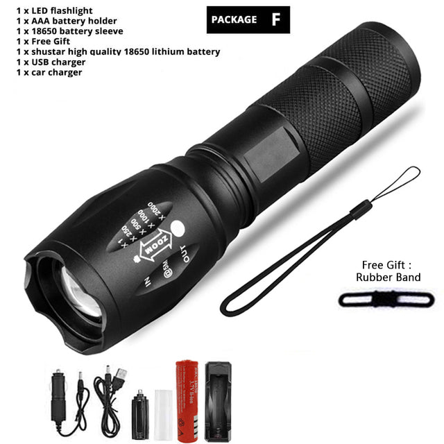 Z45 Led Flashlight Ultra Bright Waterproof MINI Torch T6/L2/V6 zoomable 5 Modes 18650 rechargeable Battery for camping tactical