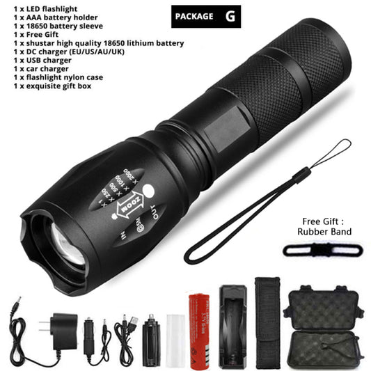 Z45 Led Flashlight Ultra Bright Waterproof MINI Torch T6/L2/V6 zoomable 5 Modes 18650 rechargeable Battery for camping tactical