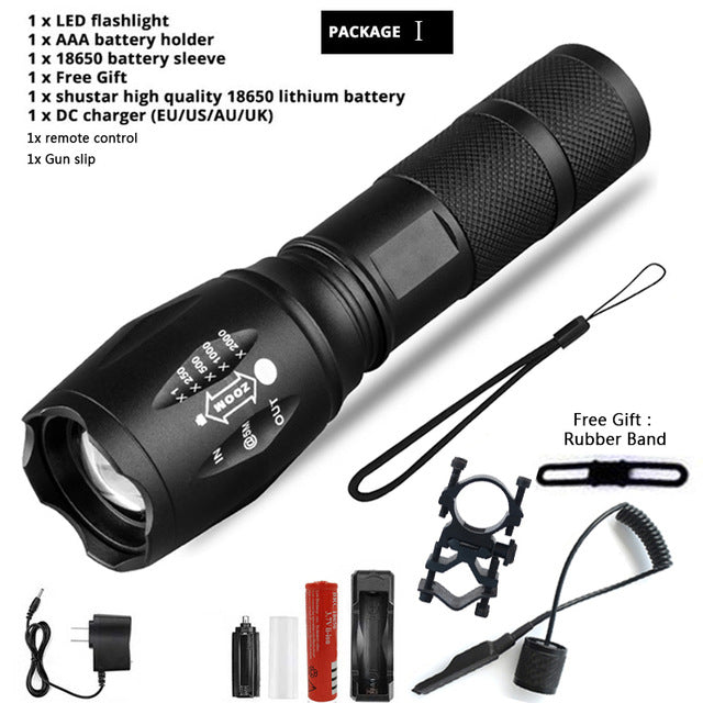 Z45 Led Flashlight Ultra Bright Waterproof MINI Torch T6/L2/V6 zoomable 5 Modes 18650 rechargeable Battery for camping tactical