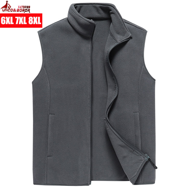 Plus size 6XL 7XL 8XL Vest Sleeveless Jacket Mens Autumn Vest Men shell Soft Warm Waistcoat Fleece fishing Jackets Male clothing