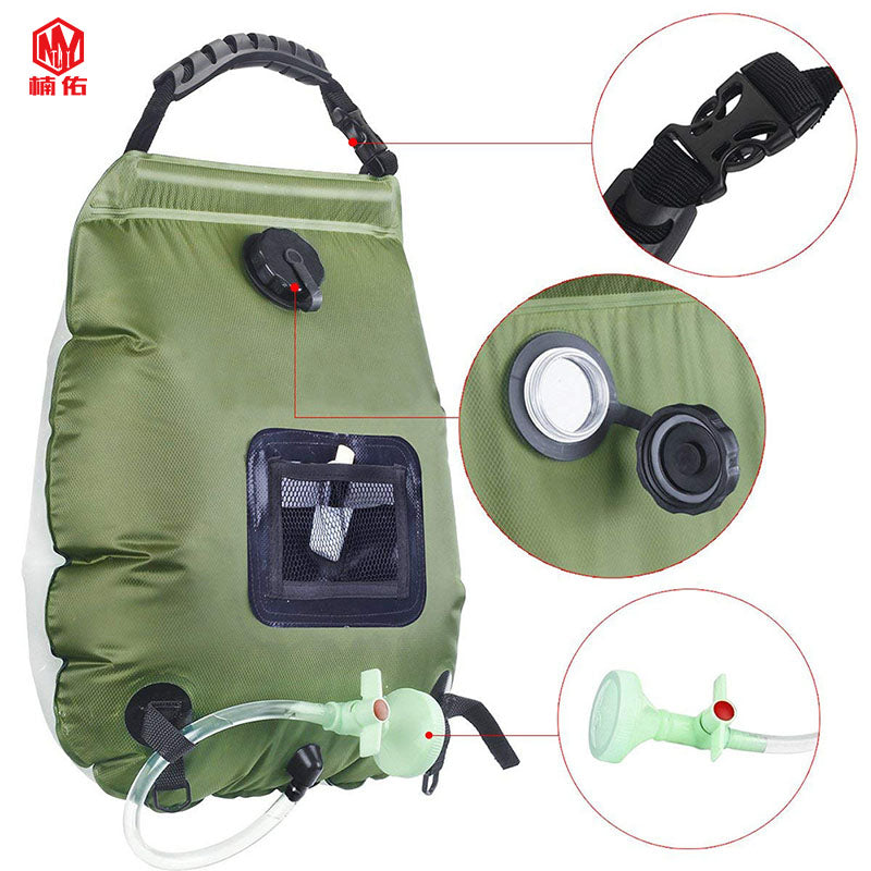 Outdoor Solar Shower Bag 20L Foldable Water Storage Bag Portable Shower Water Bag Mountaineering Bath Hot Water Bag