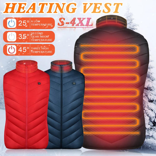 Winter Electric Heating Jacket USB Heated Vest Feather Camping Hiking Riding Golf Hunting Thermal Clothing For Men &amp; Women