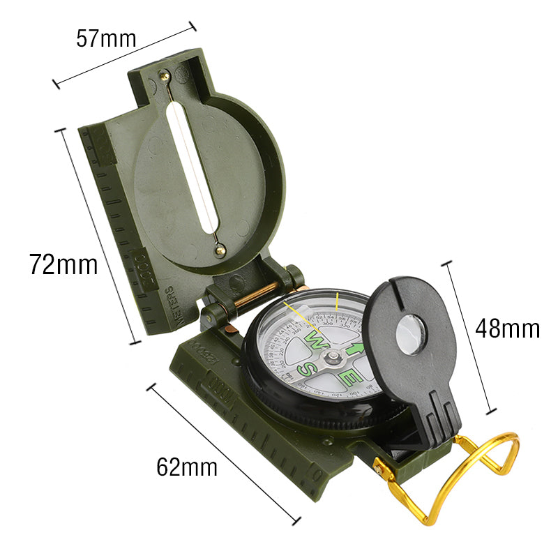 Portable Compass Military Outdoor Camping Folding Len Compass Army Green Hiking Survival Trip Precise Navigation Expedition Tool