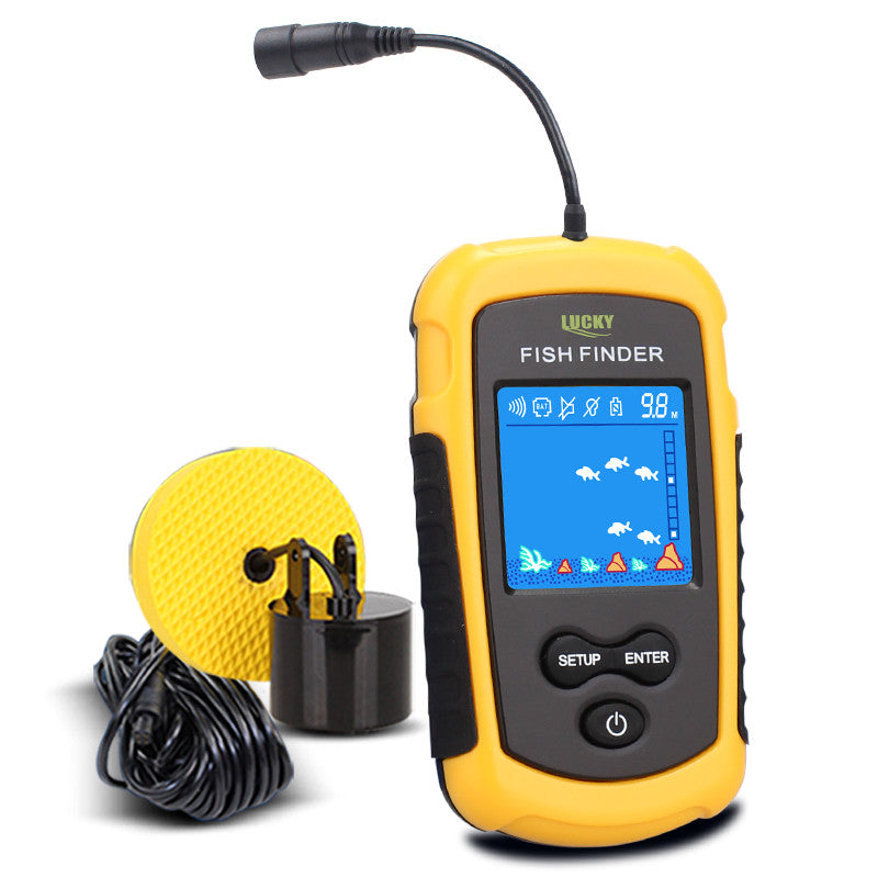 LUCKY Handheld Fish Finder Portable Fishing Kayak Fishfinder Fish Depth Finder Fishing Gear with Sonar Transducer and DisplayPor