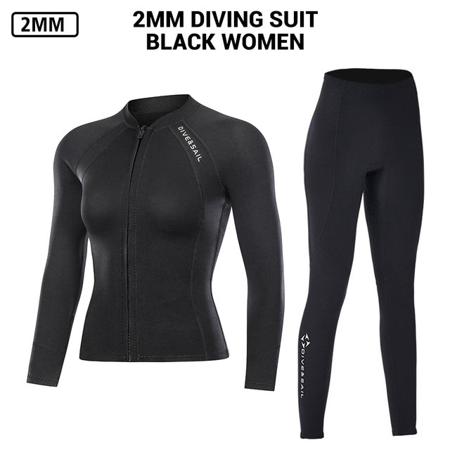 Neoprene 2MM Men Women Wetsuit Jacket Pants Scuba Diving Suit Surf Snorkeling Underwater Fishing Spearfishing Kitesurf Equipment