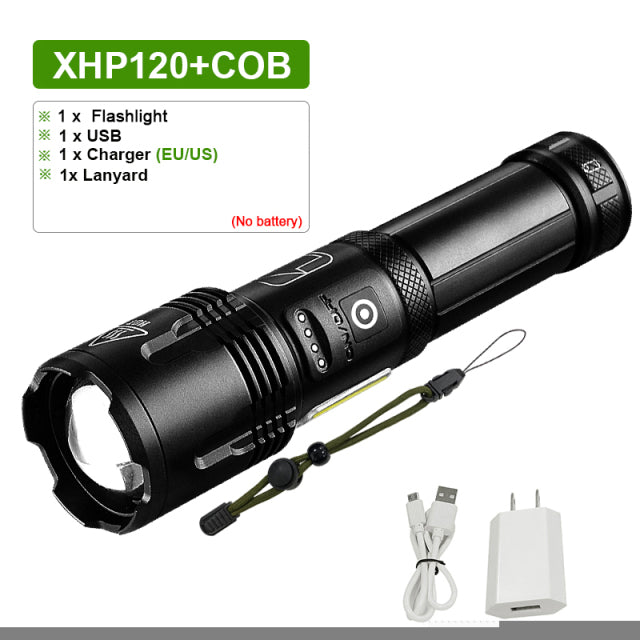 Super XHP120 Most Powerful Led Flashlight XHP90 High Power Torch light Rechargeable Tactical flashlight 18650 Usb Camping Lamp