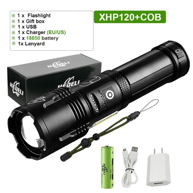 Super XHP120 Most Powerful Led Flashlight XHP90 High Power Torch light Rechargeable Tactical flashlight 18650 Usb Camping Lamp