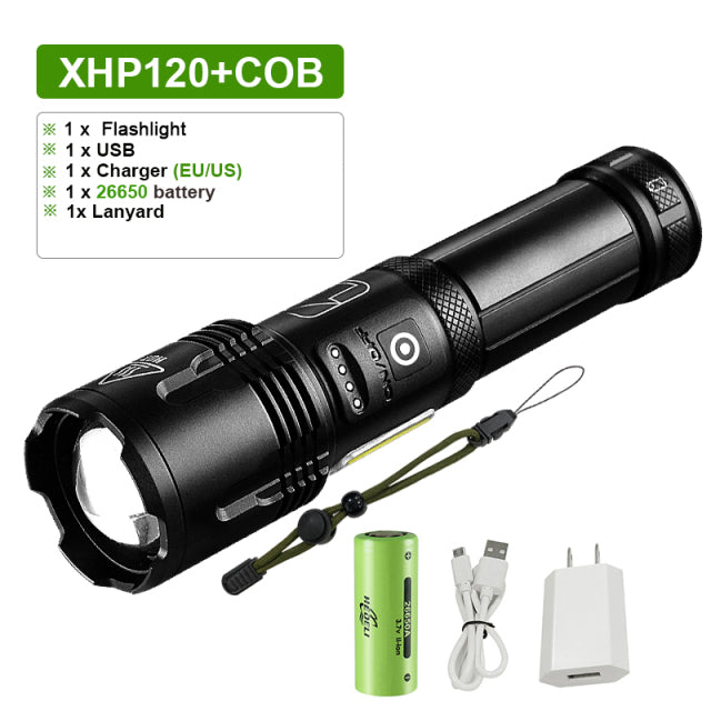 Super XHP120 Most Powerful Led Flashlight XHP90 High Power Torch light Rechargeable Tactical flashlight 18650 Usb Camping Lamp