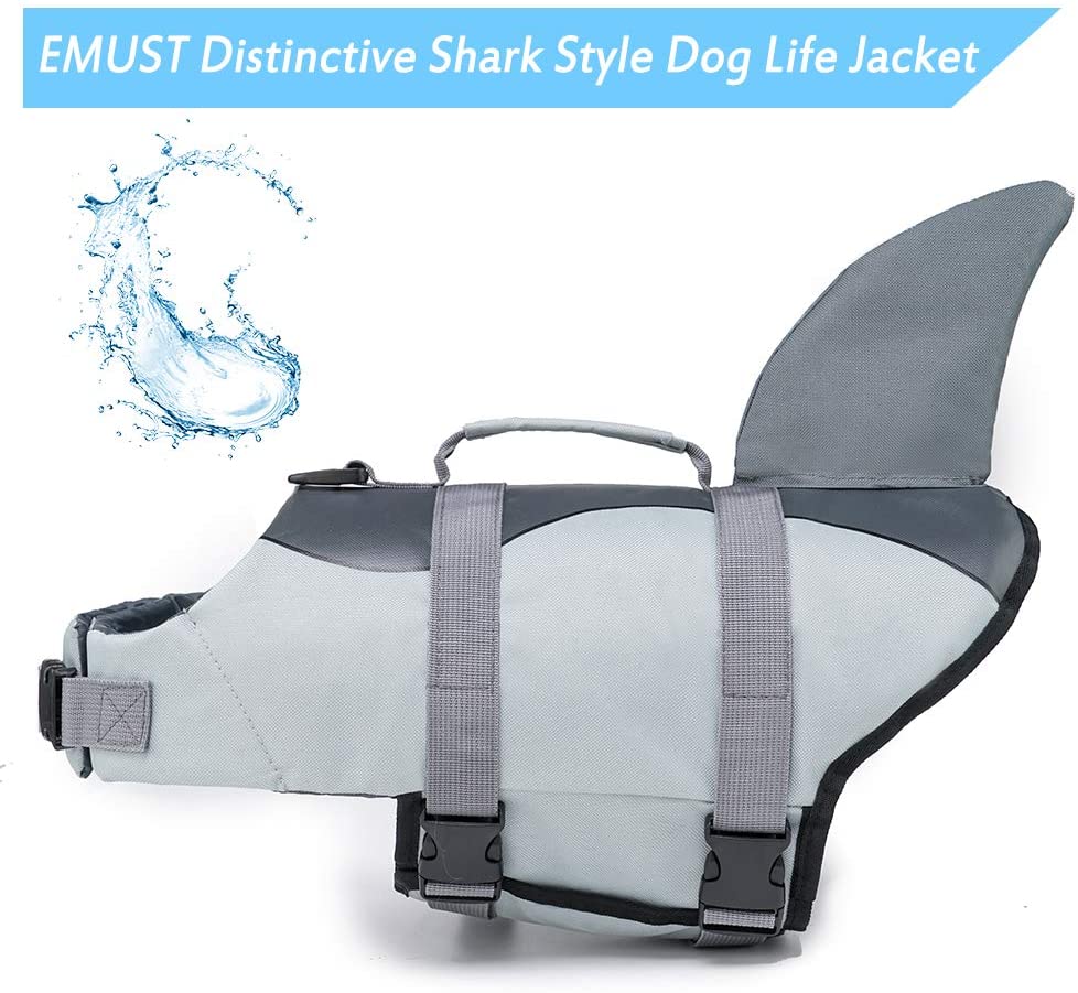 Pet Dog Safety Swimsuit Dog Life Jacket Ripstop Dog Lifesaver Shark Vests With Rescue Handle For Swimming Pool Beach Boating