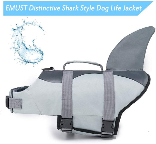 Pet Dog Safety Swimsuit Dog Life Jacket Ripstop Dog Lifesaver Shark Vests With Rescue Handle For Swimming Pool Beach Boating