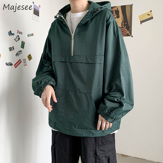 Men Hoodies Zipper Cargo Sweatshirts High Street Ins Teenager Harajuku Retro Hooded Tops Vintage Hipsters Male Hoodie Streetwear