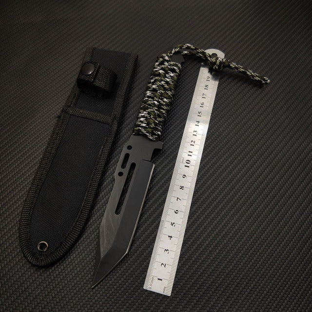 The Essential Survival Fixed-Blade Knife with Paracord-Wrapped Handle & Sheath