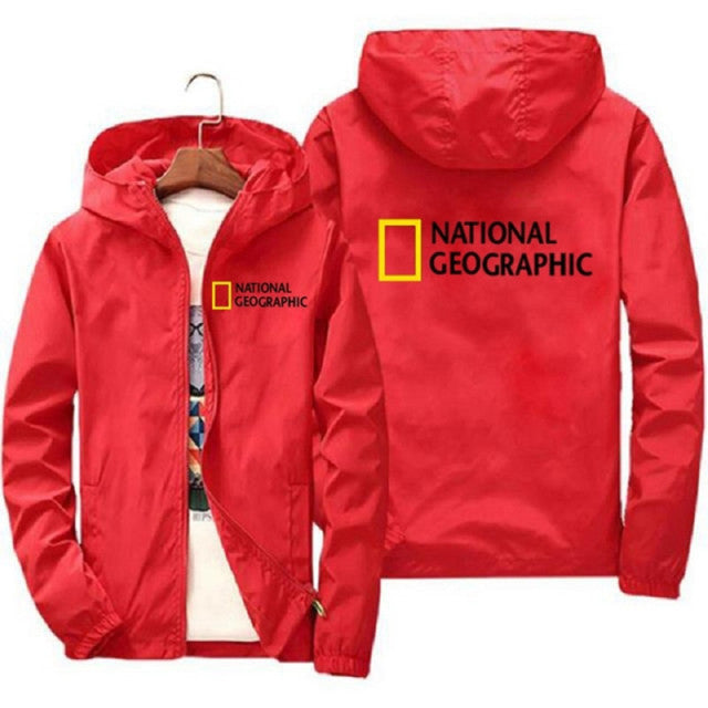 National Geographic Jacket Men&#39;s Survey Explorer Top Jacket Men&#39;s Fashion Outdoor Clothing Funny Windbreaker Hoodie