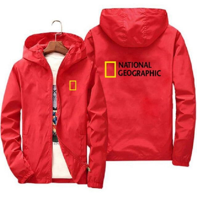 National Geographic Jacket Men&#39;s Survey Explorer Top Jacket Men&#39;s Fashion Outdoor Clothing Funny Windbreaker Hoodie