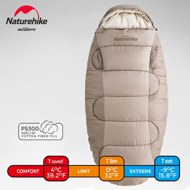 Naturehike Winter Sleeping Bag Pancake Washable  Portable Ultralight Adult Cotton Sleeping Bag Wearable Camping Sleeping Bag