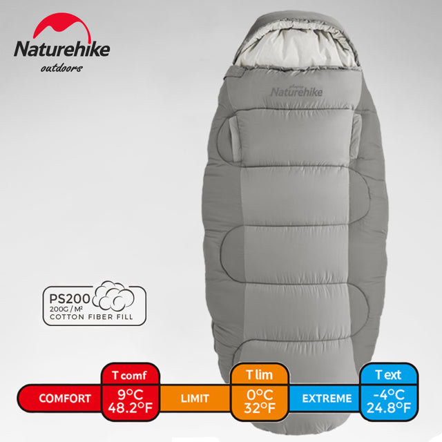 Naturehike Winter Sleeping Bag Pancake Washable  Portable Ultralight Adult Cotton Sleeping Bag Wearable Camping Sleeping Bag