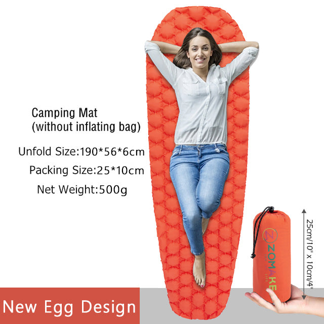 Zomake ultralight sleeping pad fast filling air bag camping sleeping mattress trekking hiking camping mattress inflatable Single