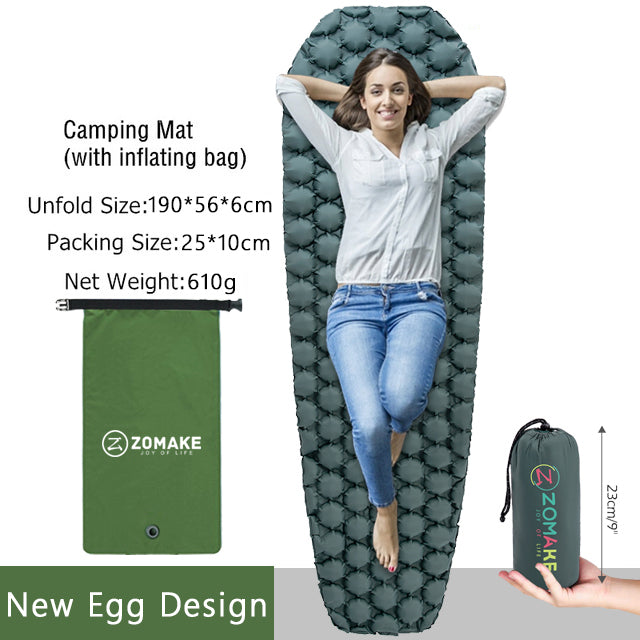 Zomake ultralight sleeping pad fast filling air bag camping sleeping mattress trekking hiking camping mattress inflatable Single