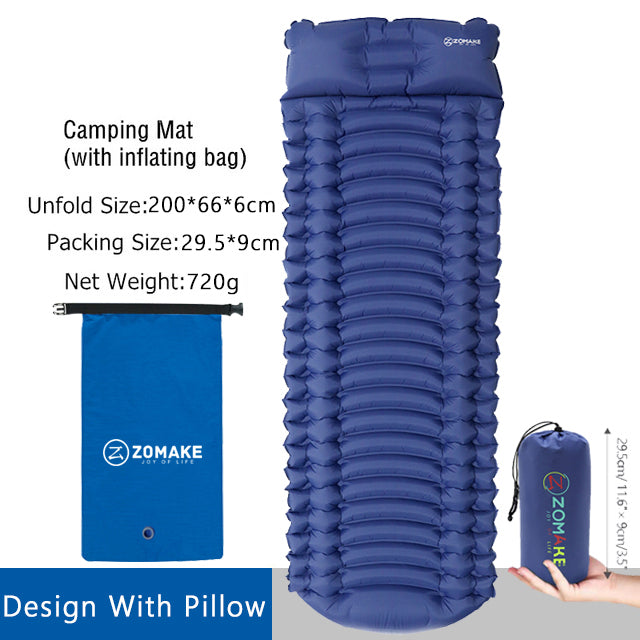 Zomake ultralight sleeping pad fast filling air bag camping sleeping mattress trekking hiking camping mattress inflatable Single