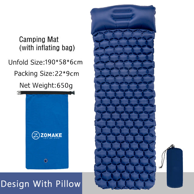 Zomake ultralight sleeping pad fast filling air bag camping sleeping mattress trekking hiking camping mattress inflatable Single