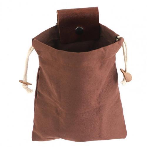 Outdoor Hiking Foraging Pouch Garden Fruit Picking Bag with Drawstring Waxed Leather Canvas Jungle Outdoor Camping Storage Bags