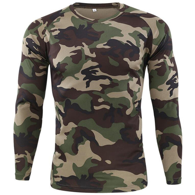 Summer Camouflage T-shirt Quick-Drying Breathable Long Sleeve Tops Men Hiking Camping Hunting Clothing Military Tactical T-Shirt