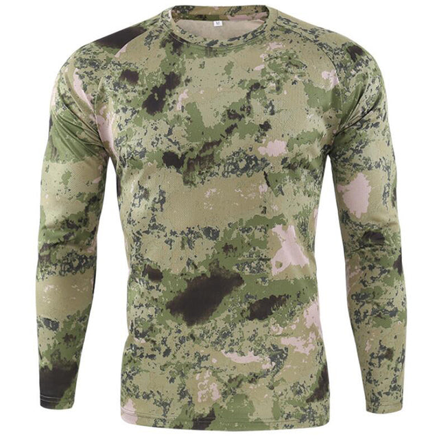 Summer Camouflage T-shirt Quick-Drying Breathable Long Sleeve Tops Men Hiking Camping Hunting Clothing Military Tactical T-Shirt