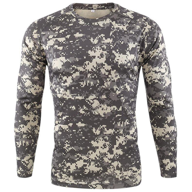 Summer Camouflage T-shirt Quick-Drying Breathable Long Sleeve Tops Men Hiking Camping Hunting Clothing Military Tactical T-Shirt