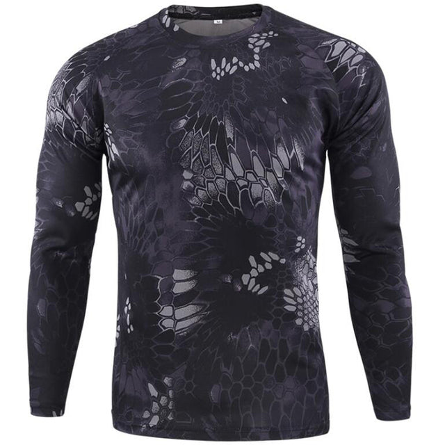 Summer Camouflage T-shirt Quick-Drying Breathable Long Sleeve Tops Men Hiking Camping Hunting Clothing Military Tactical T-Shirt