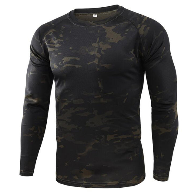 Summer Camouflage T-shirt Quick-Drying Breathable Long Sleeve Tops Men Hiking Camping Hunting Clothing Military Tactical T-Shirt