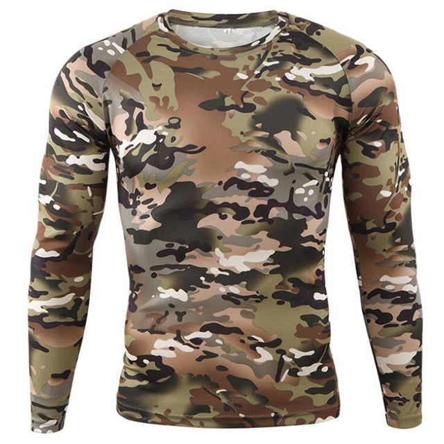 Summer Camouflage T-shirt Quick-Drying Breathable Long Sleeve Tops Men Hiking Camping Hunting Clothing Military Tactical T-Shirt