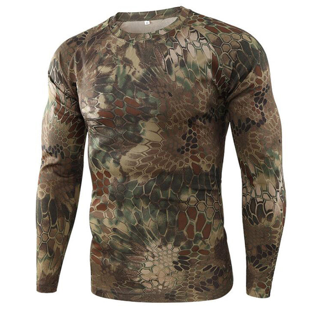 Summer Camouflage T-shirt Quick-Drying Breathable Long Sleeve Tops Men Hiking Camping Hunting Clothing Military Tactical T-Shirt