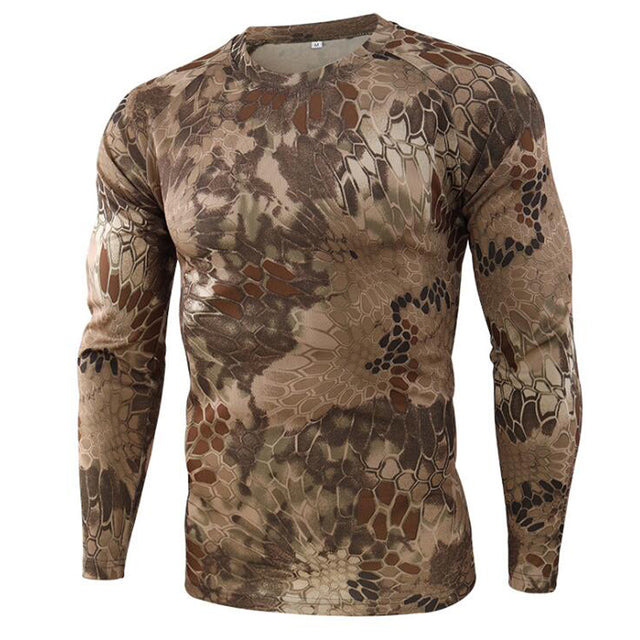 Summer Camouflage T-shirt Quick-Drying Breathable Long Sleeve Tops Men Hiking Camping Hunting Clothing Military Tactical T-Shirt