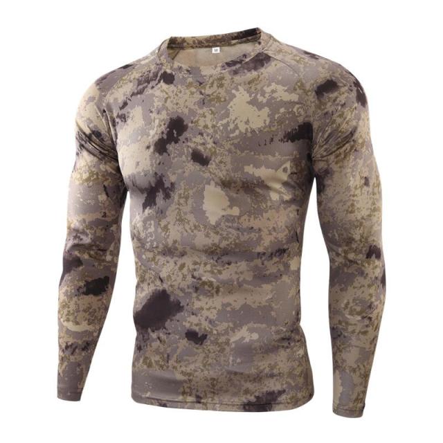 Summer Camouflage T-shirt Quick-Drying Breathable Long Sleeve Tops Men Hiking Camping Hunting Clothing Military Tactical T-Shirt