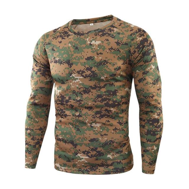 Summer Camouflage T-shirt Quick-Drying Breathable Long Sleeve Tops Men Hiking Camping Hunting Clothing Military Tactical T-Shirt