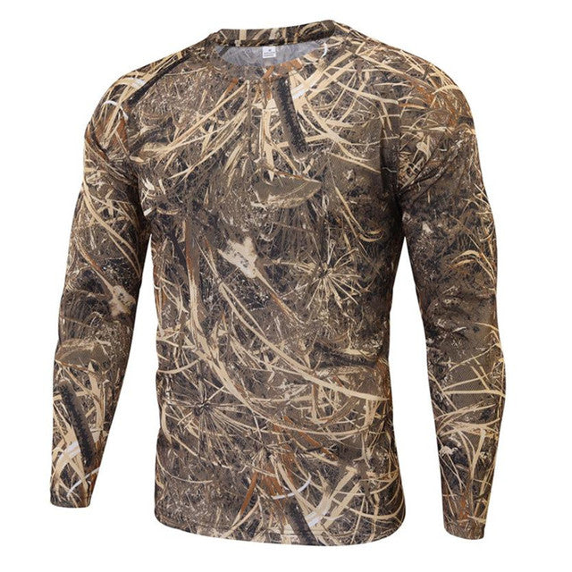 Summer Camouflage T-shirt Quick-Drying Breathable Long Sleeve Tops Men Hiking Camping Hunting Clothing Military Tactical T-Shirt