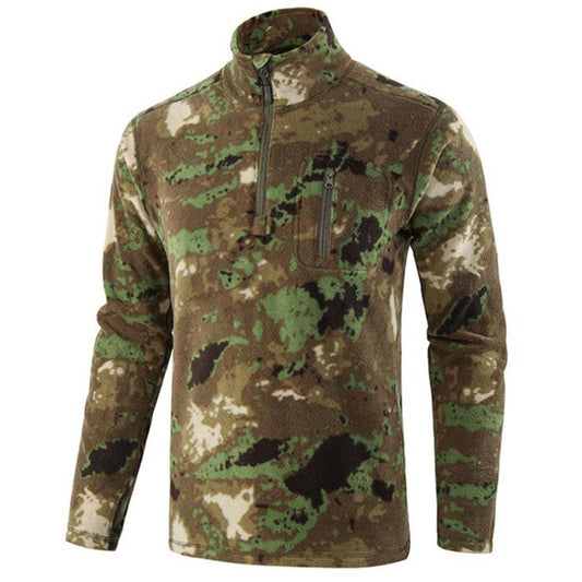 Men Fleece Hiking Jackets Outdoor Windproof Warm Outerwear Camouflage Tactical Hiking Sportwear Camping Hunting Fishing Clothing