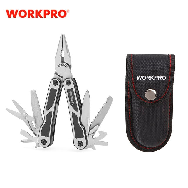 WORKPRO 15 in 1 Multi Plier Stainless Steel Multitool Wire Stripper Crimping Tool Utility Tools for Camping Survival Hiking