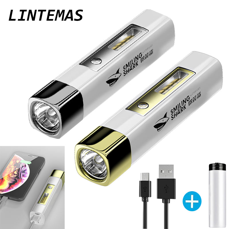 Power Bank Flashlight Portable Mini Waterproof Ultra Bright torch  USB Rechargeable Multi-function Powerful flashlight CampLight