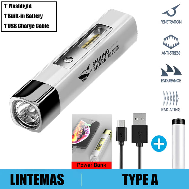 Power Bank Flashlight Portable Mini Waterproof Ultra Bright torch  USB Rechargeable Multi-function Powerful flashlight CampLight