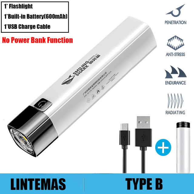 Power Bank Flashlight Portable Mini Waterproof Ultra Bright torch  USB Rechargeable Multi-function Powerful flashlight CampLight