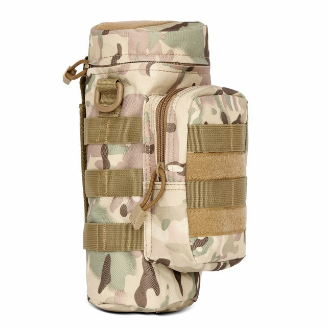 Outdoor Sports Tactical Molle Water Bottle Pouch Camo Camping Hiking Travel Portable Water Bag Kettle Holder Hunting Waist Bags